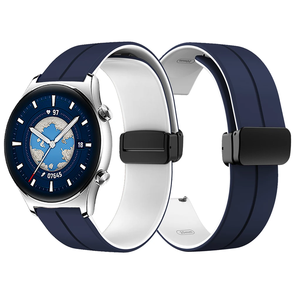 

Двухцветный силиконовый ремешок uhgbsd с магнитной застежкой для HONOR Watch GS 3/GS Pro E3, приятный для кожи мягкий ремешок MagicWatch 2 46 мм 42 мм