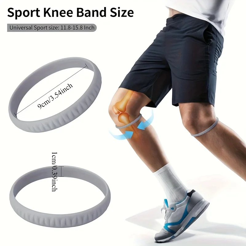 1/2pcs Patella Silicone Band Basketball Running Knee Stabilizer Strap Elastic Anti-slip Knee Pain Relief Joint Support Brace