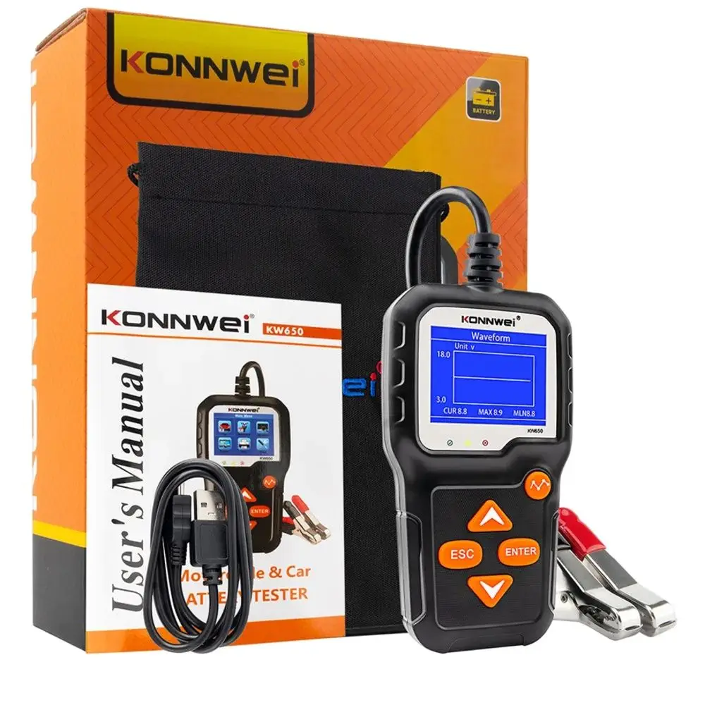 KONNWEI 자동차 배터리 충전기, 자동차 100 2000 CCA 수리 시스템, 자동차 충전, 6V, 12V, KW650