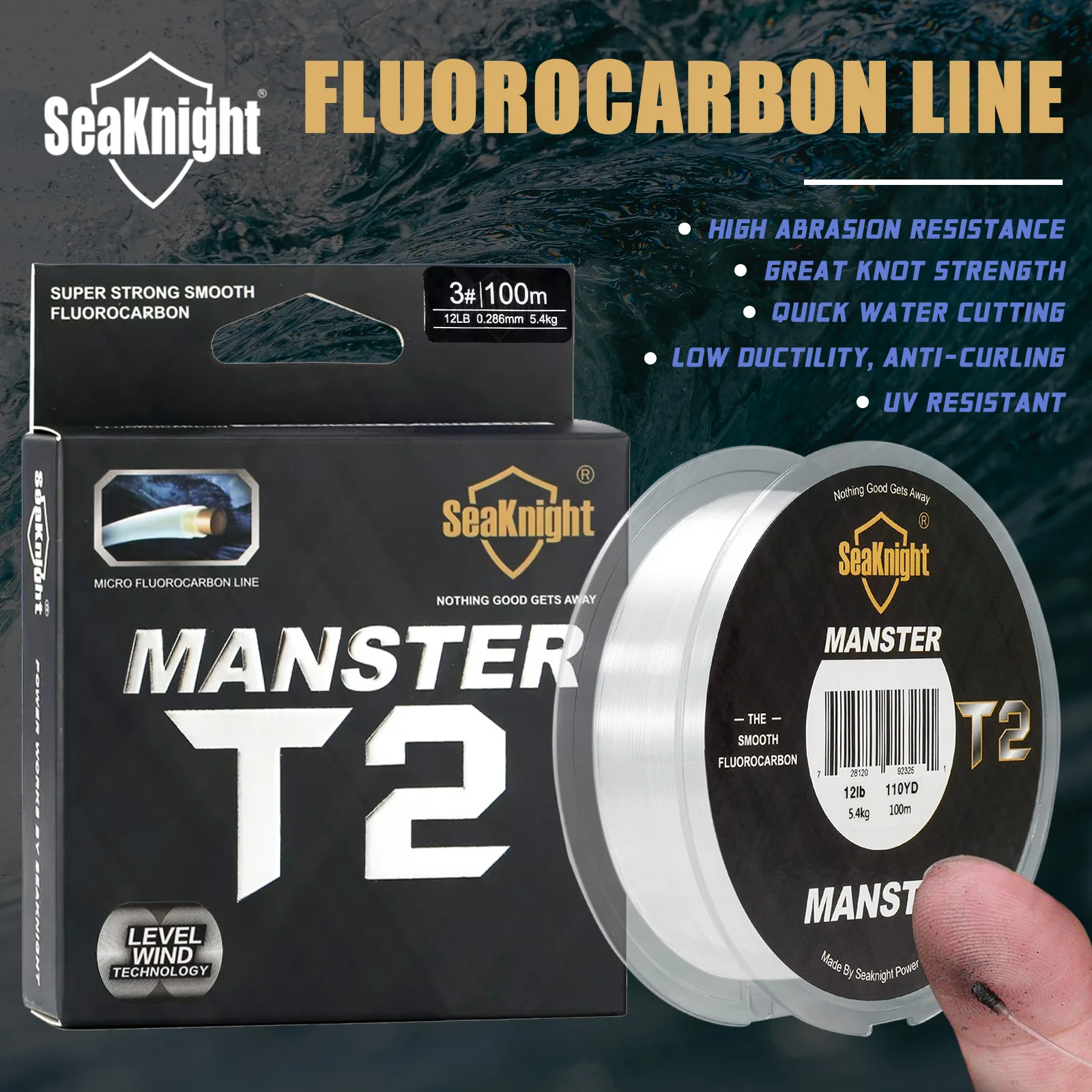 Fluorocarbon Fishing Line Carbon Fiber Line 3-35LB Upgrade Sinking Sea Fishing SeaKnight Brand MANSTER T2 Series 100M
