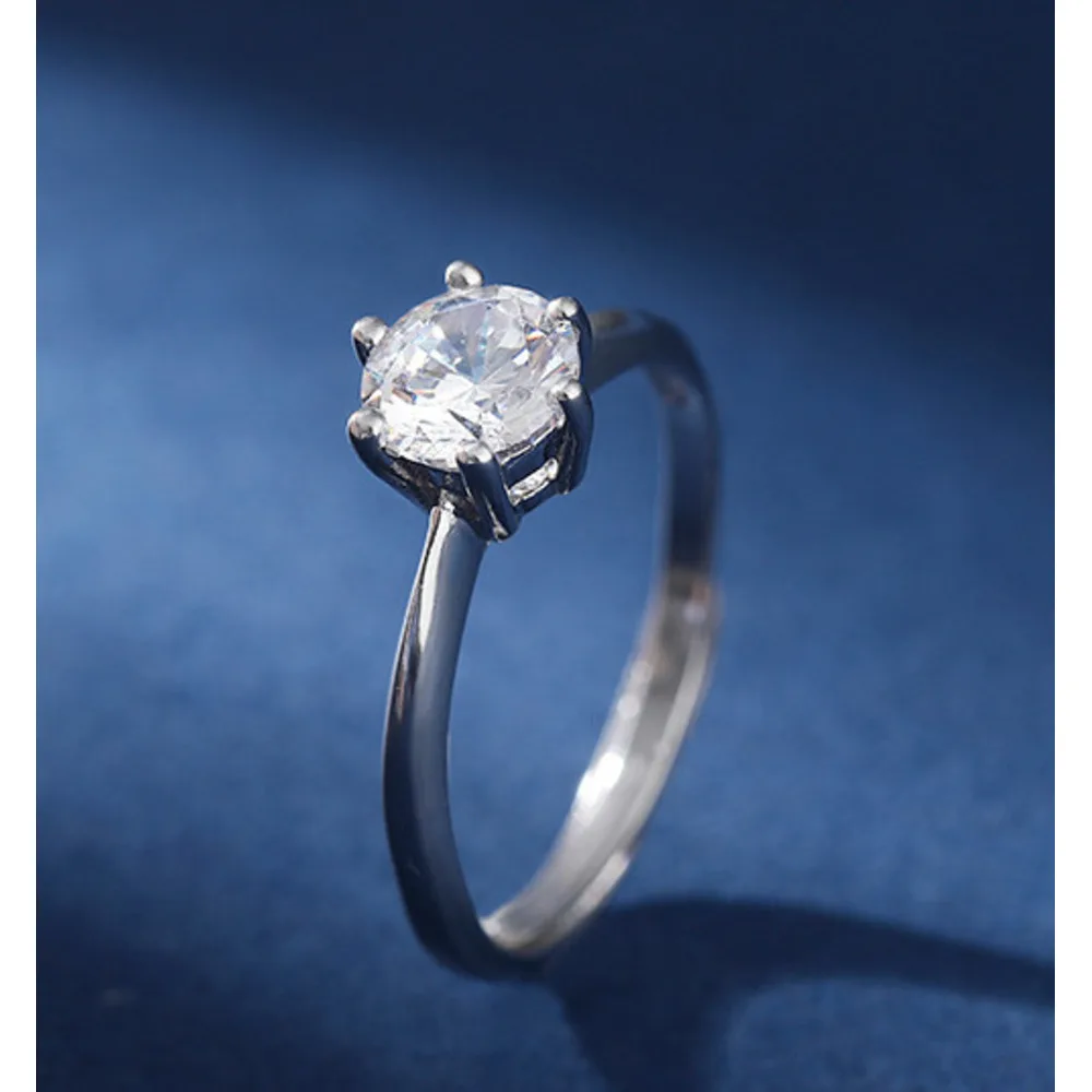 Wanying Six Claw Diamond S Pure Silver Gift Wedding Ring Light Luxury Simple Fashion Jewelry_voghion.com