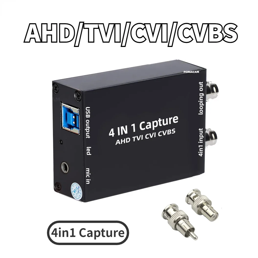 Video Capture 4 in 1 AHD CVBS CVI TVI To USB 3.0 Video Converter 1080P 60FPS Audio Video for OBS,PotPlayer Capture Card usb 3 0 4k 60hz 1080p 60fps hd audio video capture card converter for game broadcasts video recording hdmi compatible output