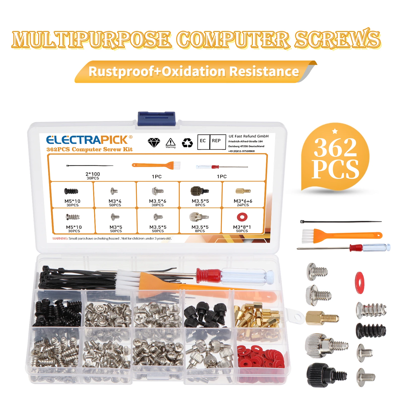 

362/330pcs Computer Screws Kit for Motherboard PC Case Fan Hand Screw Bolt Standoff Washer Set Hard Disk Notebook Accessories