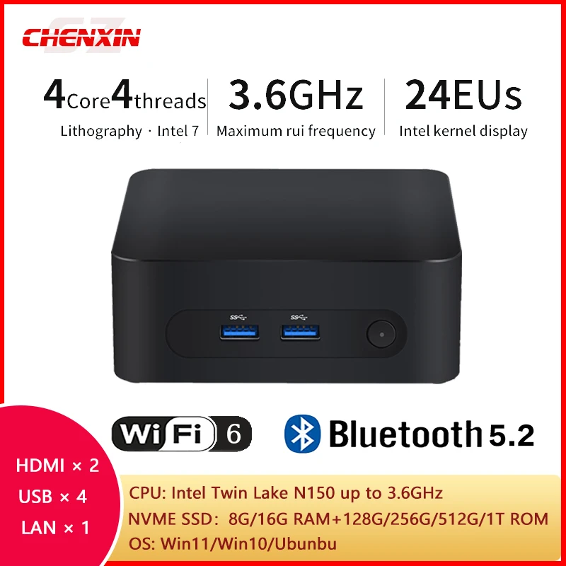 2025 WIFI6 BT5.2 ZX03 Pro NVME SSD Mini PC N150 Win11 Win10