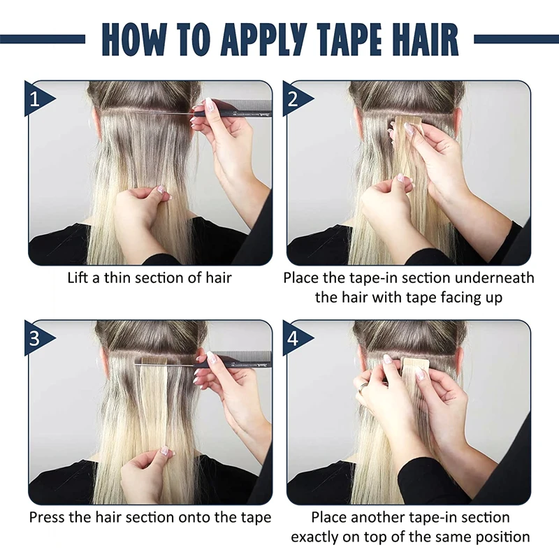 Tape In 100% Real Virgin Human Hair Brazilian Human Hair Straight Extensions Skin Weft Adhesive Glue On Salon Quality for Woman