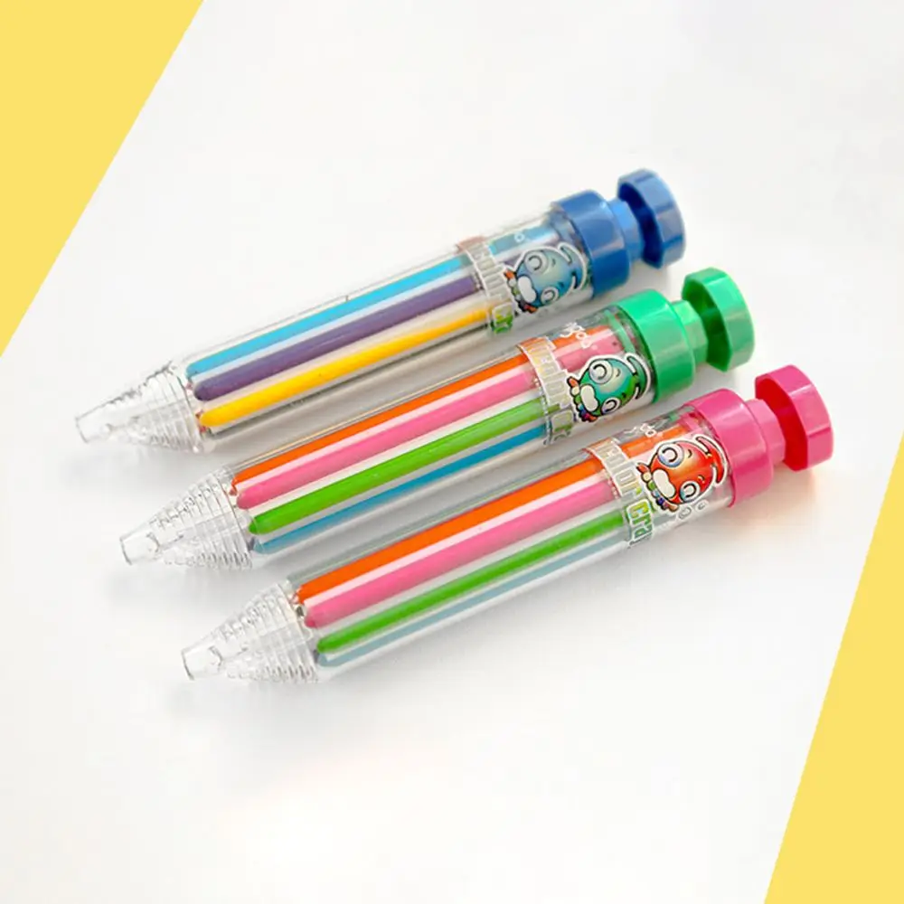 8 In 1 Multicolor Crayons Creative Push Style DIY Replaceable Oil Pastel Colored Pencil for Kids Graffiti Painting Tools