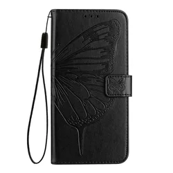 3D Butterfly Leather Flip Phone Case - Stylish & Durable Back Cover for Honor X6A (Black)