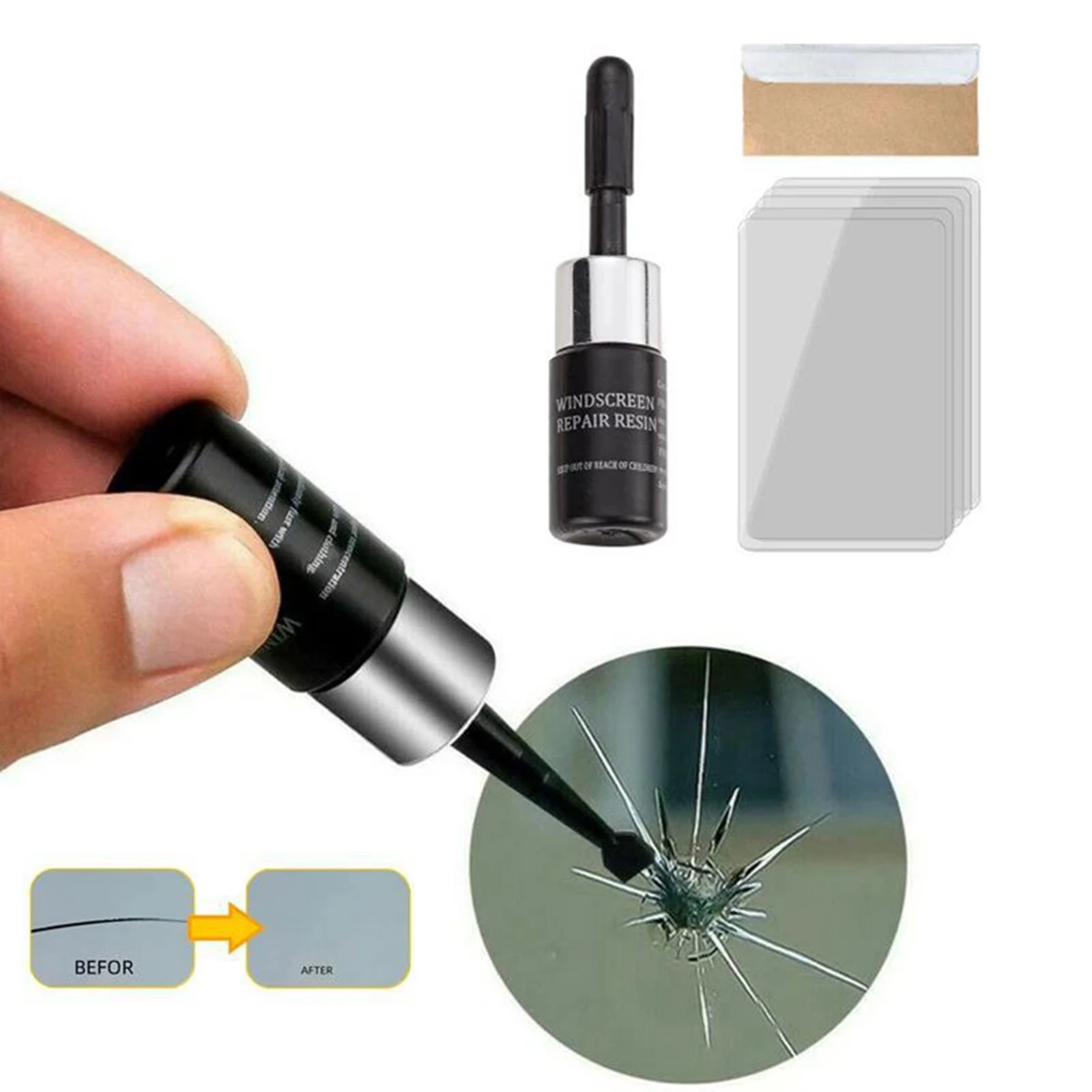 Windshield Crack Repair Kit Car Cracked Glass Repair Fluid Car Windscreen  Chips Cracks Glass Scratch Remover Repairing Tool - AliExpress