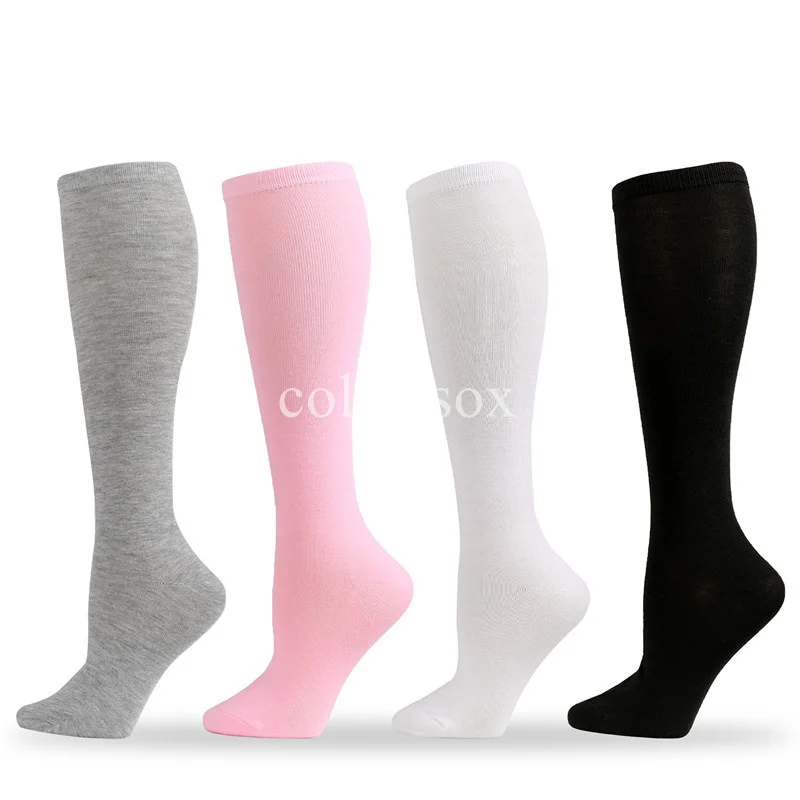Compression Socks Knee High Long Socks Solid Color JK Woman Black White Lolita Fashion Kawaii Cosplay Sexy Stockings compression socks