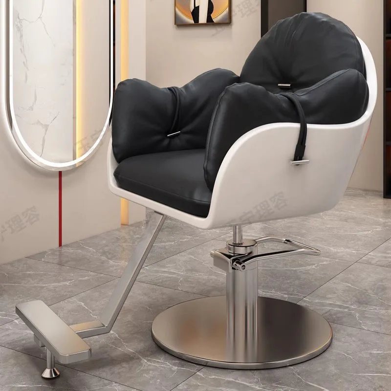 Silla de barbero cómoda para adultos, asiento con respaldo, silla de barbero de lujo, giratoria y ajustable, muebles de salón