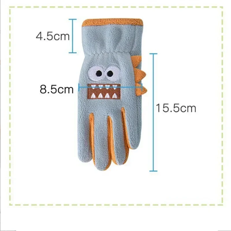 Children Cycling Gloves Autumn Winter Cute Kids Cartoon Warm Gloves Soft Outdoor Polar Fleece Windproof Student Babe