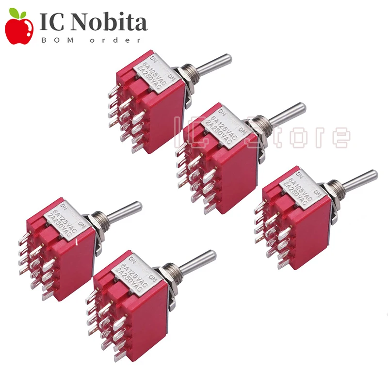 2 Interrupteurs à Bascule MTS-402 ON-ON 4PDT - 12 Broches - 2A/250V