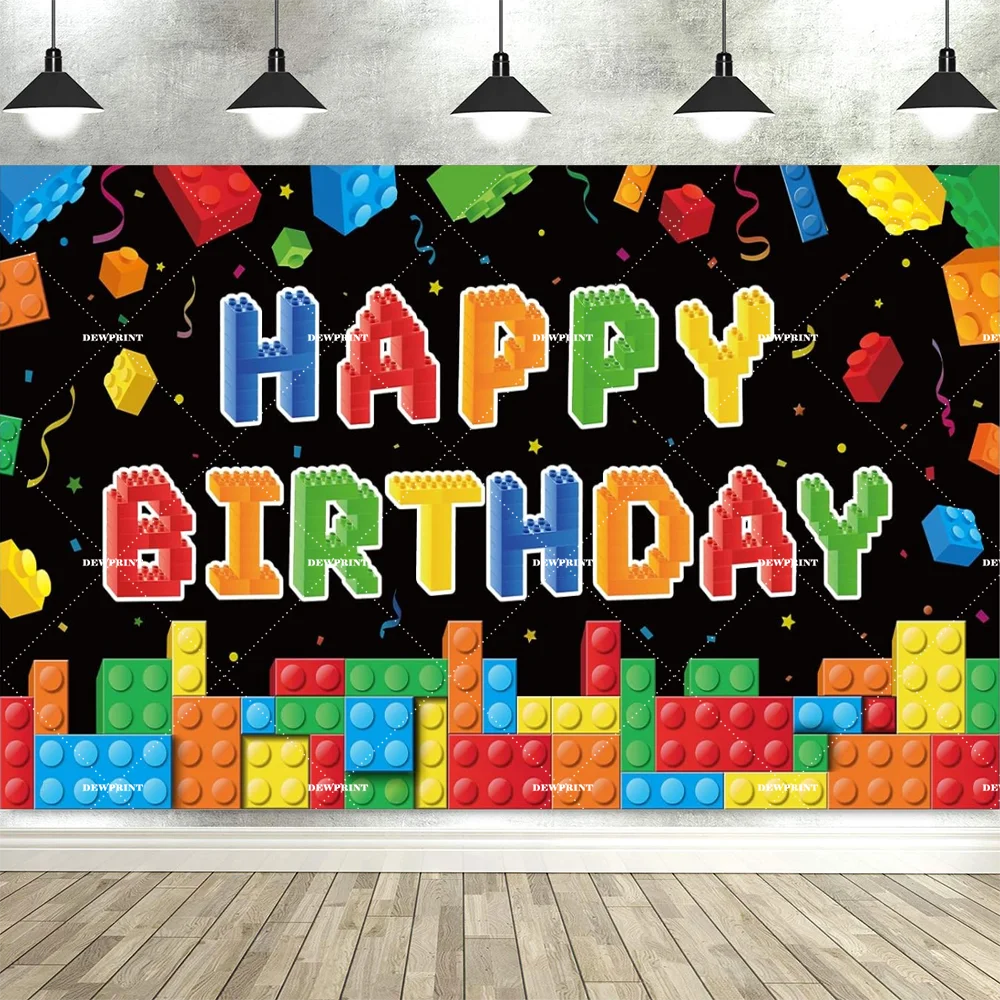 Vibrant Building Blocks Birthday Backdrop
