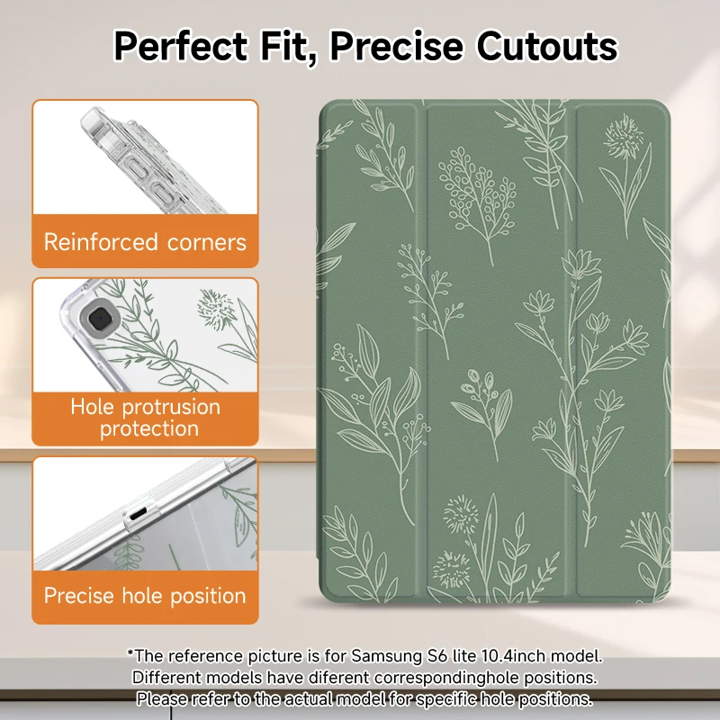 Tri-Fold Double-Sided Painted Tablet Case, 11-12.4 Inch