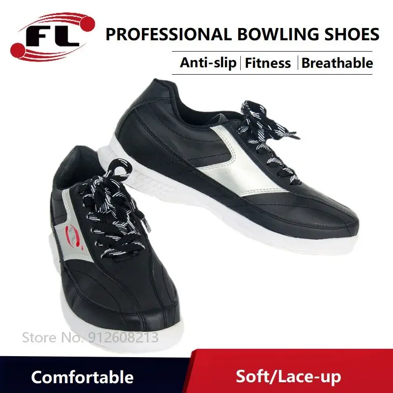 Bowling Supplies Men Skidproof Sole Bowling Shoes Soft Breathable Mens Training Sneakers Indoor Lace-up Sports Footwear 39-46