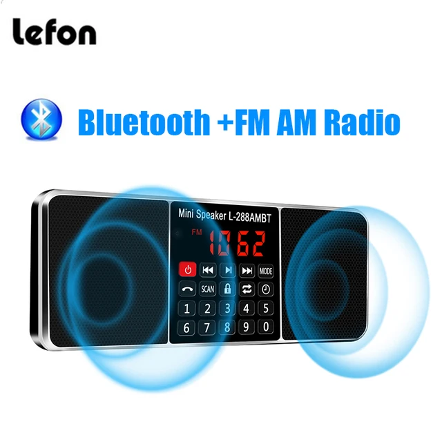 Lefon Digital Portable Radio AM FM Bluetooth Speaker Stereo MP3 Player TF SD Card USB Drive Handsfree Call rechargable Speakers