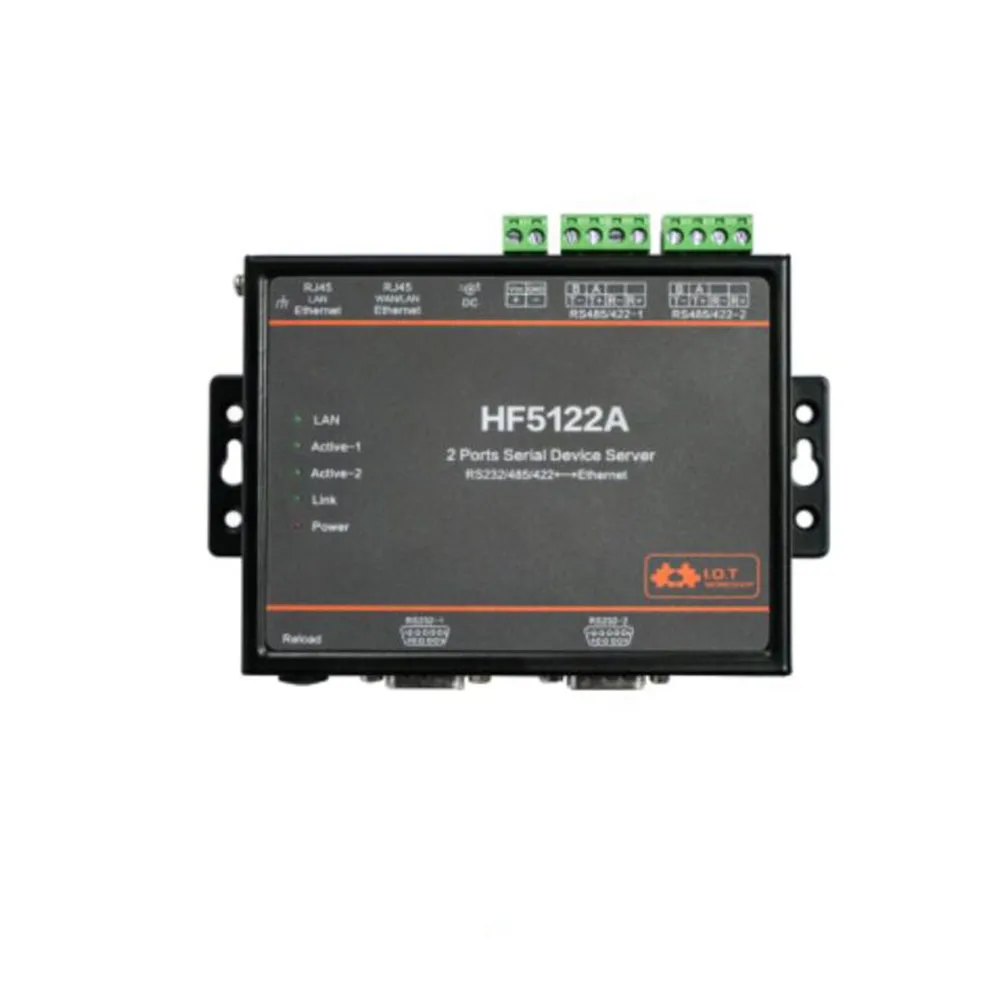 산업용 RS232/RS422/RS485-이더넷 HF5122A 무료 RTOS 직렬 2 포트 전송 변환기 직렬 서버