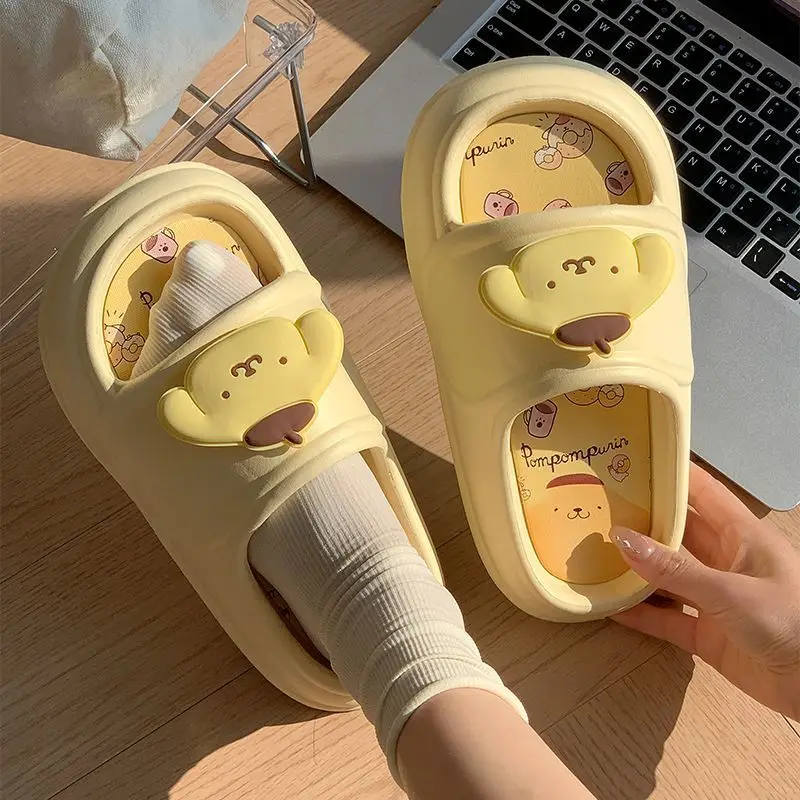 

Sanrio Kawaii Anime Cinnamoroll Slippers New Cute Cartoon Anti Slip Sandals with Versatile Thick Soles One Word Drag Girl Toy