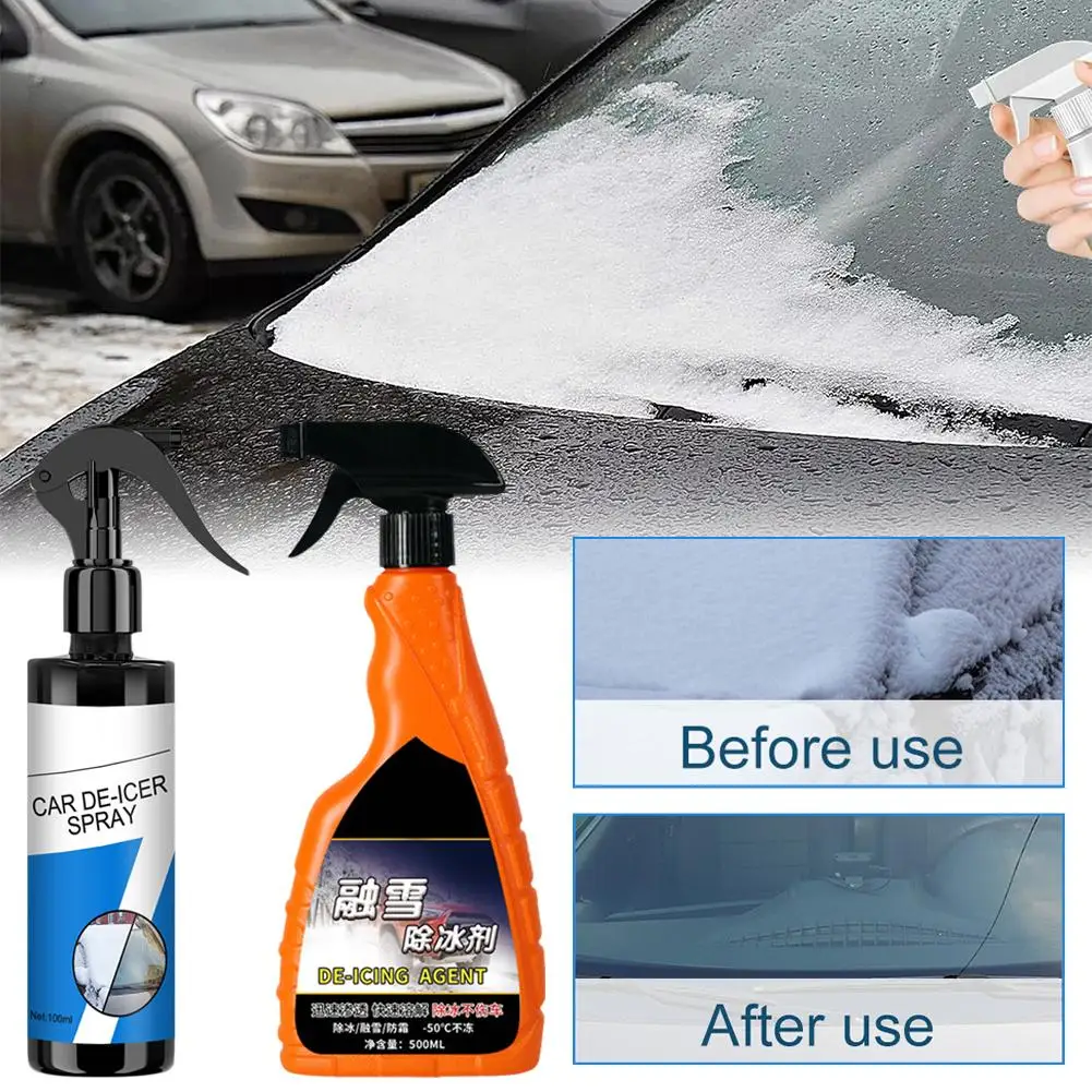 100ml/500ml Deicing Spray For Car Winter Snow Removal Windshield Anti Frost Universal Multi-Purpose Door Ice Melting Cleaner