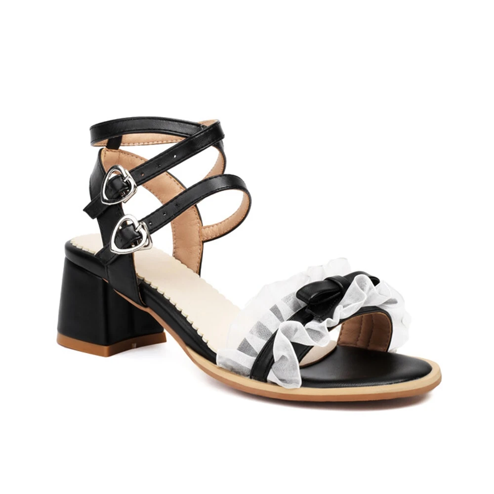 

Small Big size 32-46 Sandals Women Summer 2024 New Elegant Fashion Lace Lovely Lolita Girls and Student High Heels Shoes M-16