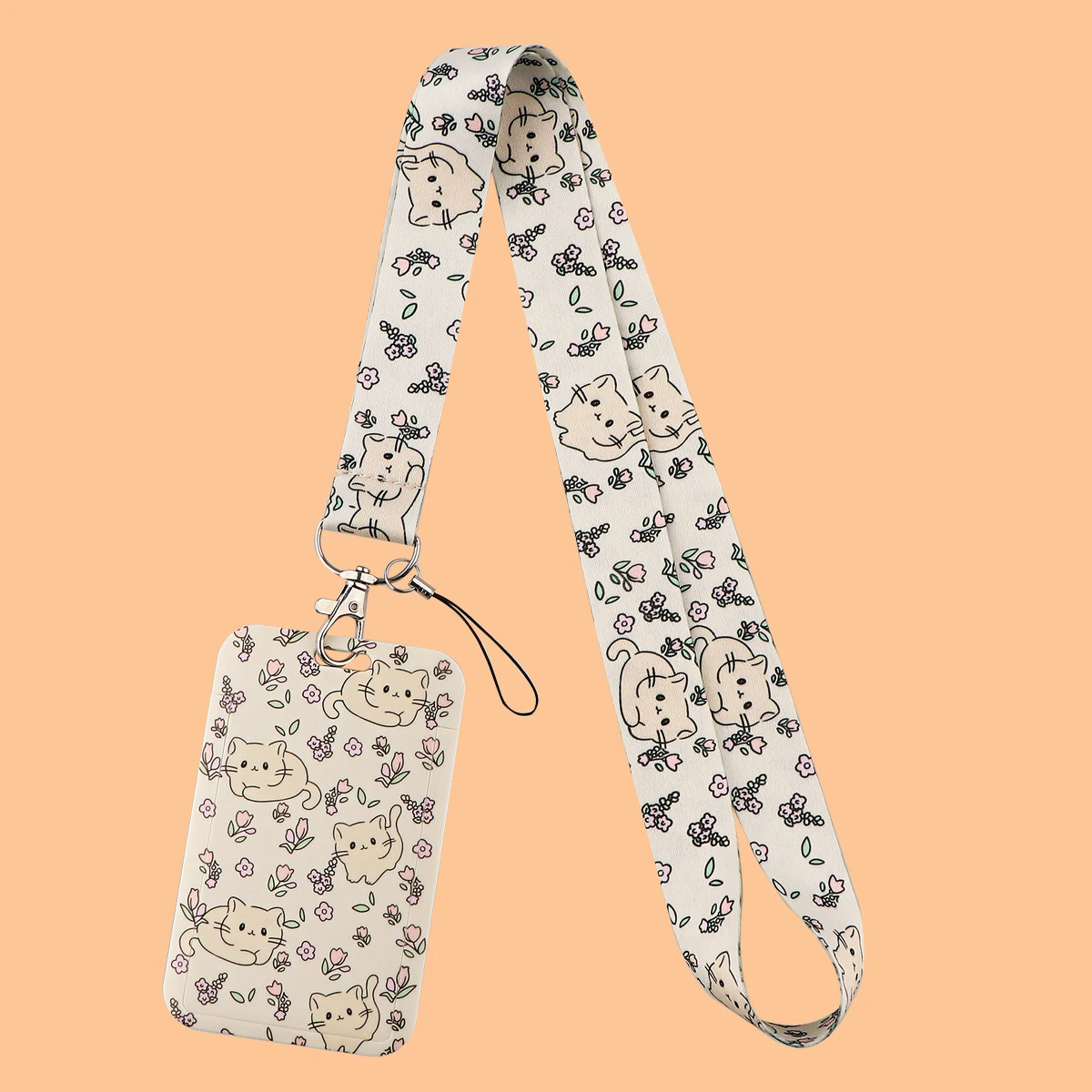 Cute Cat and Flowers Neck Straps Lanyards for Keys ID Card Passport Gym USB Badge Holder DIY Hanging Rope Phone Accessories cute flower little daisy lanyard neck strap for key id card cell phone straps badge holder diy hanging rope neckband accessories