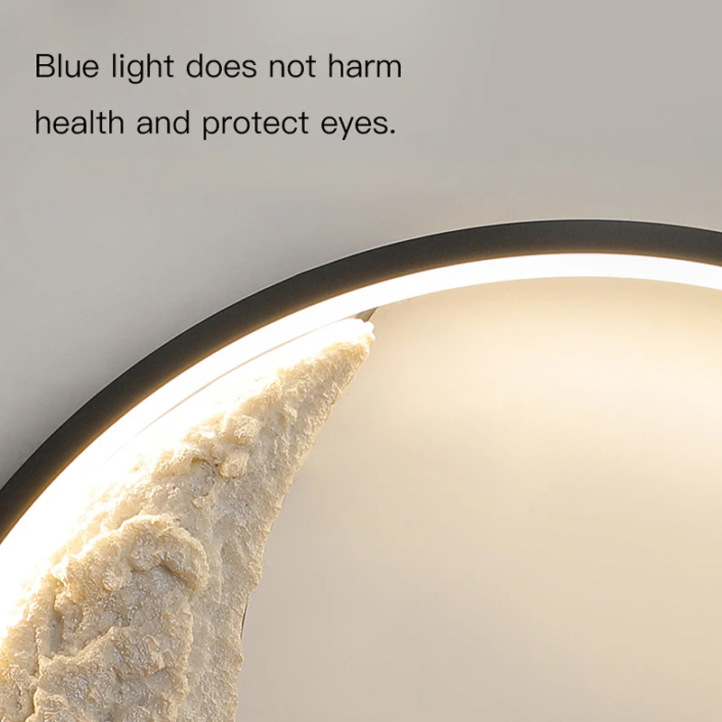 Nordic Moon Wall Lamp Modern Round Golden LED Wall Light Sconces Resin Luminaire For Living Room Bedroom Interior Decor Lighting 4