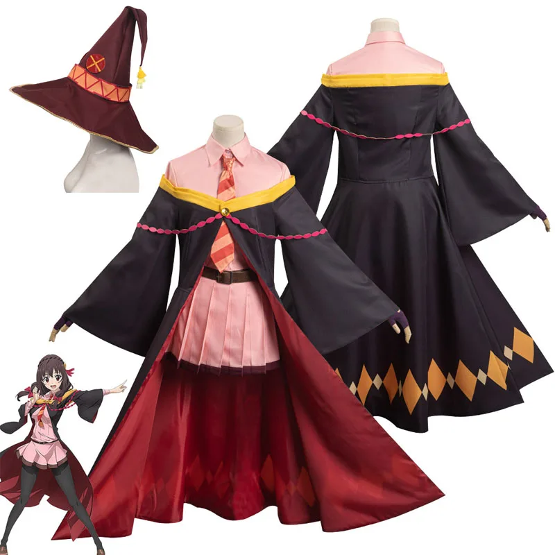 

Anime Kono Subarashii Bakuen Megumin Cosplay Costume Dress Cloak Hat Fantasia Outfits Fancy Dress Up Carnival Party Women Girls