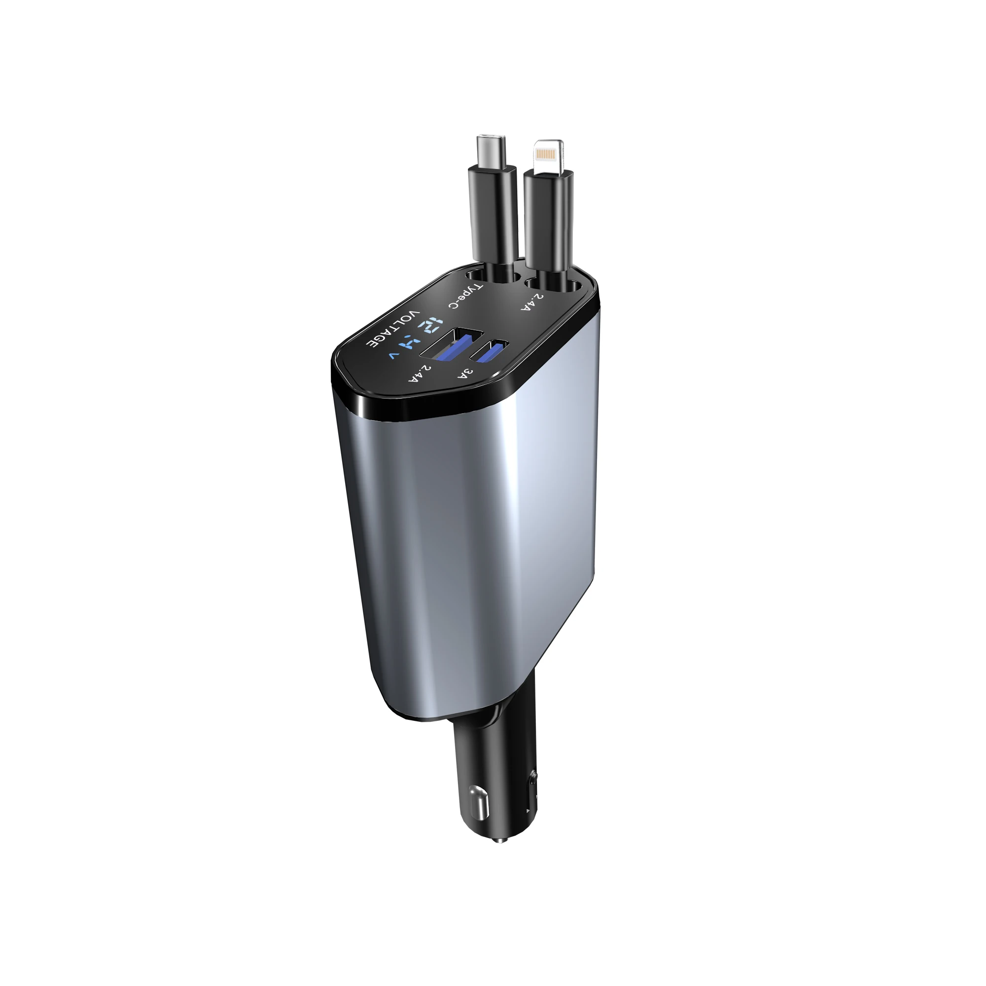 Caricabatteria da auto USB 120W Ricarica rapida 4 in 1 per adattatore per caricabatterie per telefono cellulare in auto - immagine 2