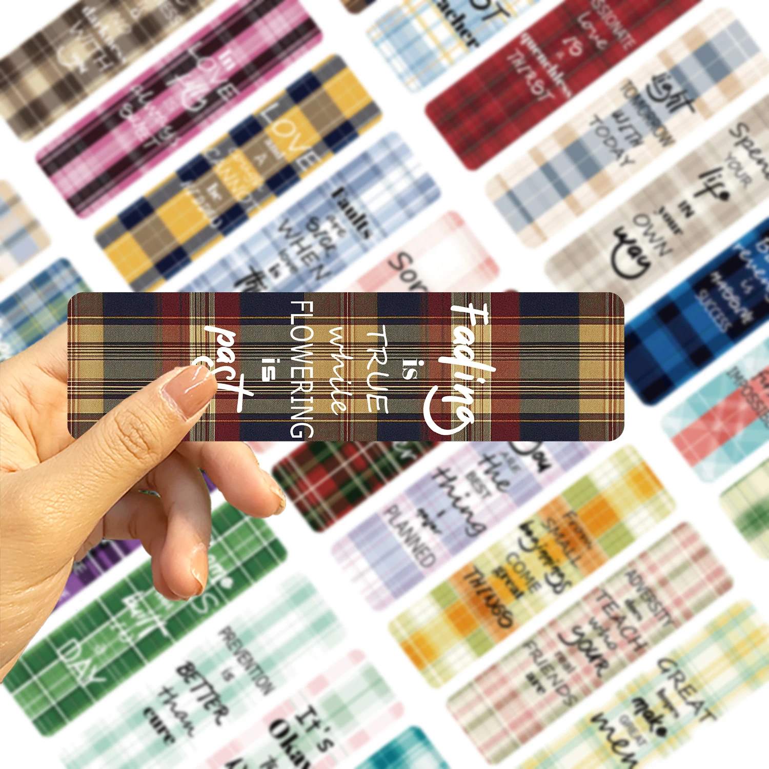 30Pcs Plain Background English Bookshelf Bookmarks Simple Handheld Artistic Creative Materials Ins Reading Paper Bookmarks DIY