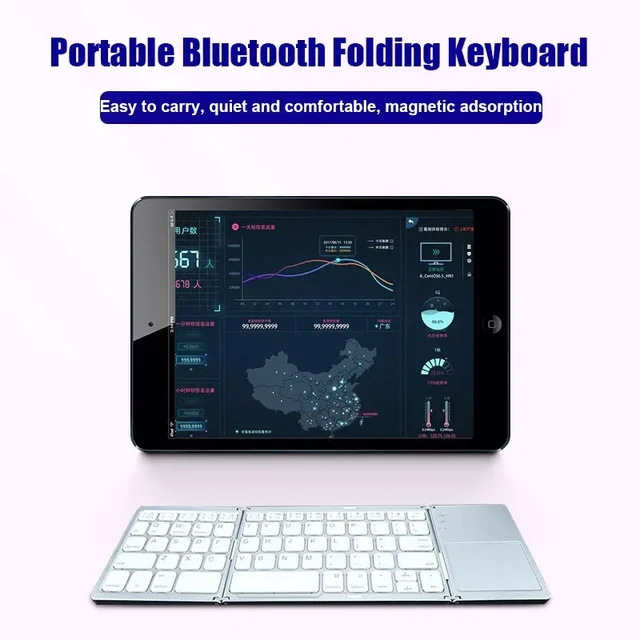 Wireless Folding Keyboard Bluetooth Keyboard With Touchpad For Windows, Android, IOS,Phone,Multi-Function Button Mini Keyboard 4