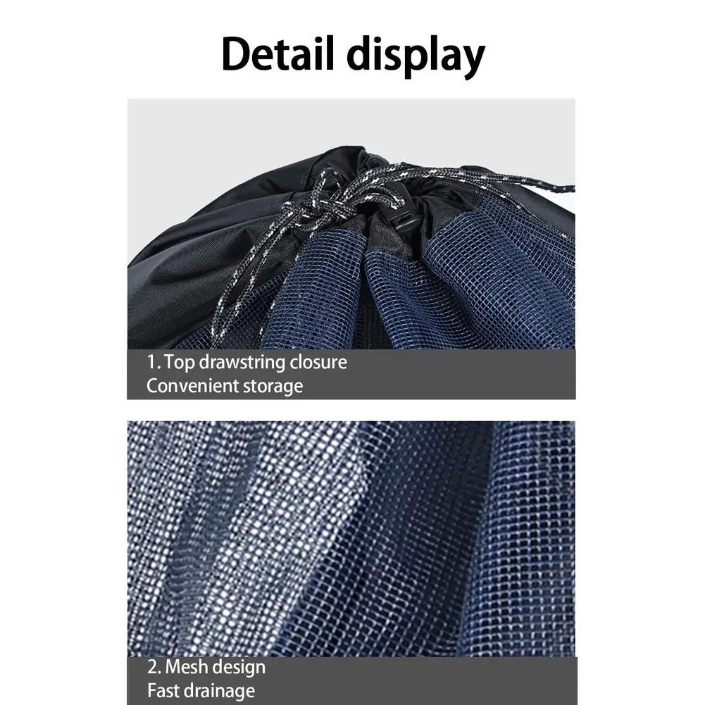 40L Mesh Backpack For Women Men Lightweight Folding Drawstring Pouch Volleyball Storage Bag For Outdoor Beach Travel