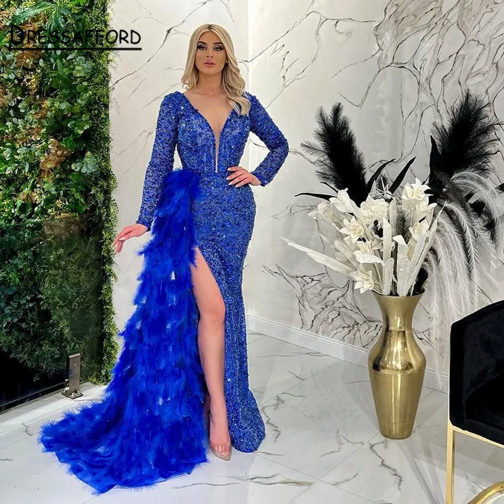 Free Shipping High low Feather Prom Dresses Ostrich Appliqued Short Front  Long Back Ostrich Feather Dresses Formal Dresses - AliExpress