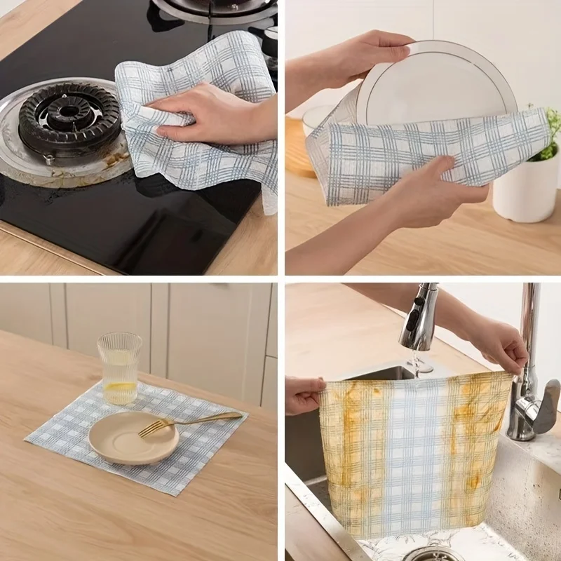 Multi Functional Household Cleaning Cloth, Multi-purpose Dishwashing Cloth, Dry and Wet Dual-use Cloth, Reusable,Grid Lazy Cloth