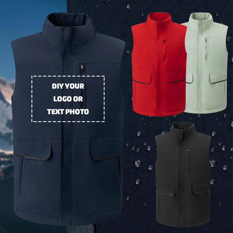 Customized Logo Waterproof Down Warmth Winter Ultra Light Sleeveless Jackets Coats Portable Casual Waistcoat Bodywarmers LS-K55 2