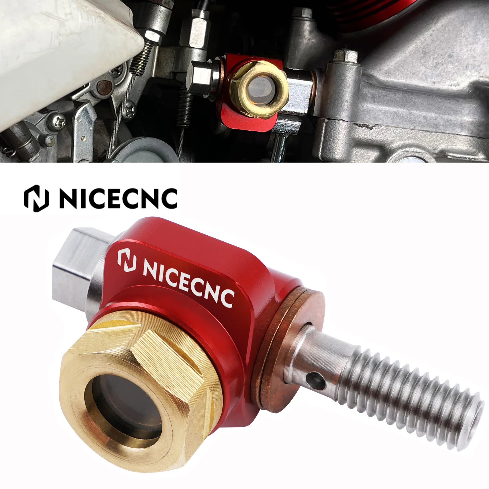 

NICECNC Banjo Bolt Oil Sight Glass for Honda XR650L XR600R XR 650L 600R L R 1985-2024 2022 2021 2020 Motorcycle Aluminum Alloy