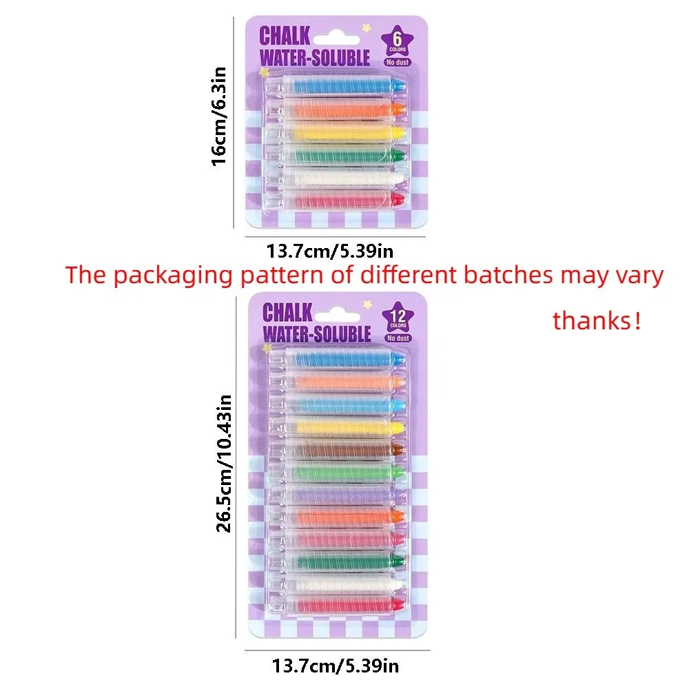 6/12 색상 무분진 분필 무독성 부드러운 필기감 그림 그리기 크레용 간편한 청소 생생한 색상 세척 가능한 분필 야외 놀이용