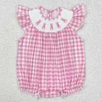 Boutique Baby Infant Girls Rompers Lover Rabbit Easter Short Sleeve Rompers Fashion Toddler Girs Onesie Kid Baby Bubble Rompers 2