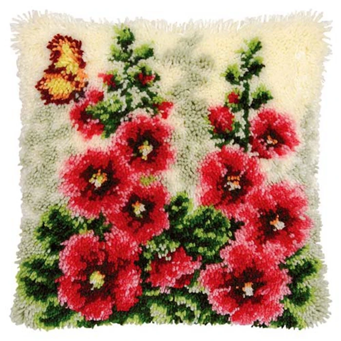 Bright Flowers Series Segment Embroidery Pillow Flowers Grass Coarse Wool Cross Stitch 3D Latch Hook Kit Carpet DIY Embroidery craft supplies