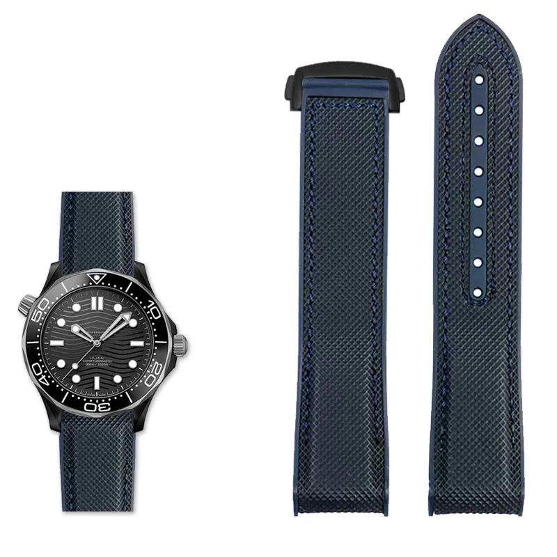 Nylon Rubber Watchband with Deployant Clasp - Silicone Strap Accessory