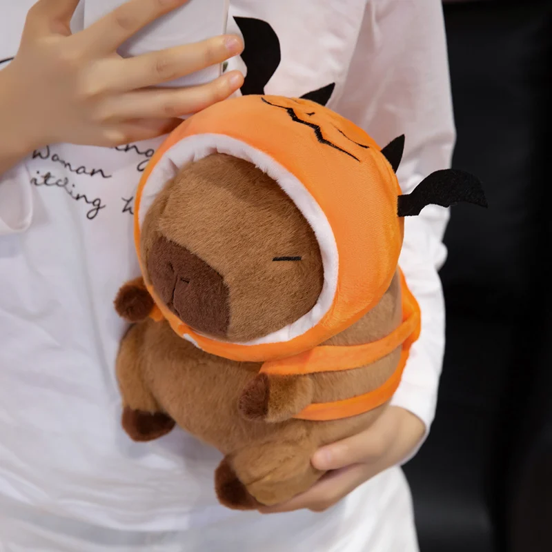 20cm Cute Halloween Pumpkin Headgear Capybara Plush Toys Adorable
