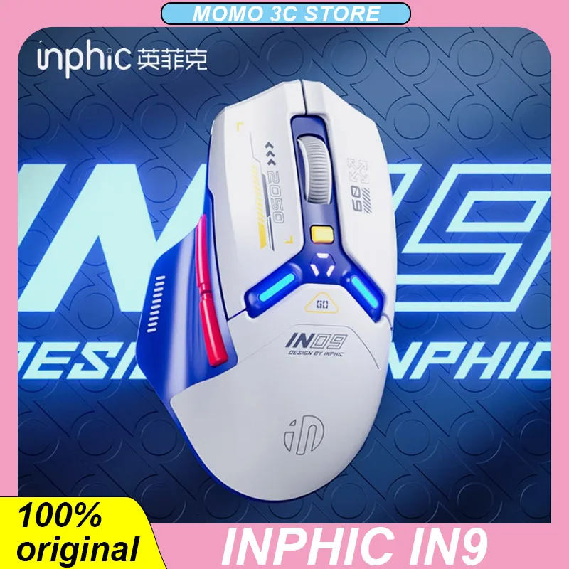 Беспроводная мышь Inphic In9, Bluetooth Paw3325, три режима, RGB, легкая, долговечная, для ПК, игр, электронных видов спорта, для офиса