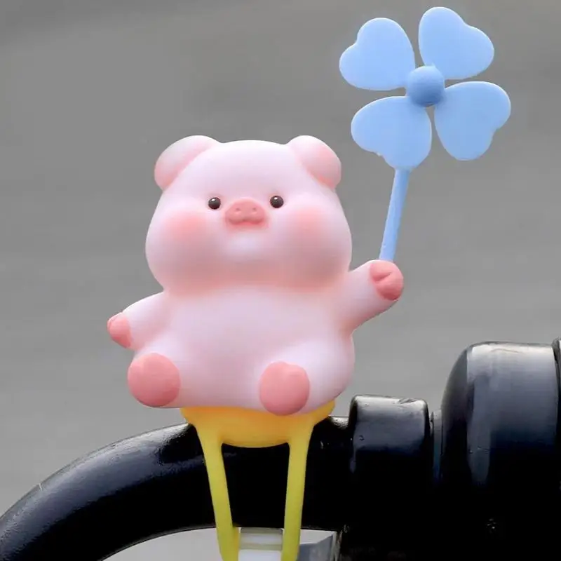 Wind Broken Rubber Bicycle Cute Little Pink Pig Propeller Wind-breaking Rabbit Road Bike Motor Helmet Riding Cycling Decoration