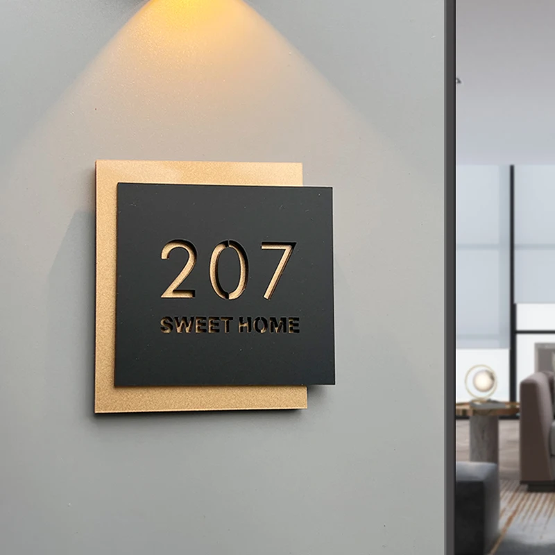 Black Custom Address Sign 1 | Custom Contemporary Black House Number 8