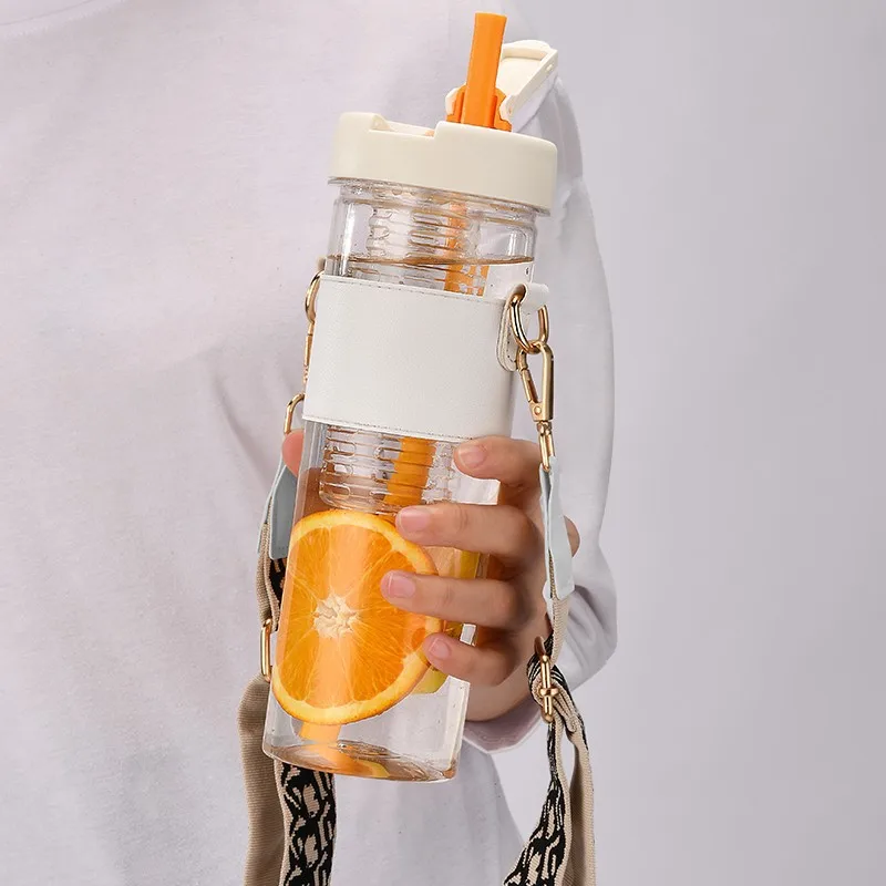 

Large Capacity Plastic Water Cup for Ladies, Portable Tea Cup, Fruit Juice Cup, Student Straw Water Bottle, Free Shipping, 850ml