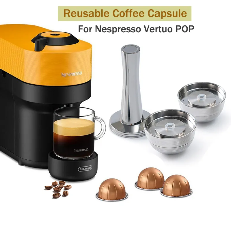 For Nespresso Vertuo POP Refillable Coffee Capsule Vertuoline Reusable  Stainless Steel Capsule Filter with Original Pod