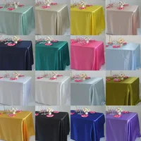 Reusable Satin Tablecloth Wedding Mariage Party Decoration Polyester Picnic Countryard Birthday Christmas Table Cloth White/Blue 1