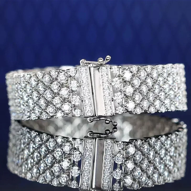 

2023 new European and American bracelet Bright Star River inlaid with high carbon diamond full diamond advanced chain