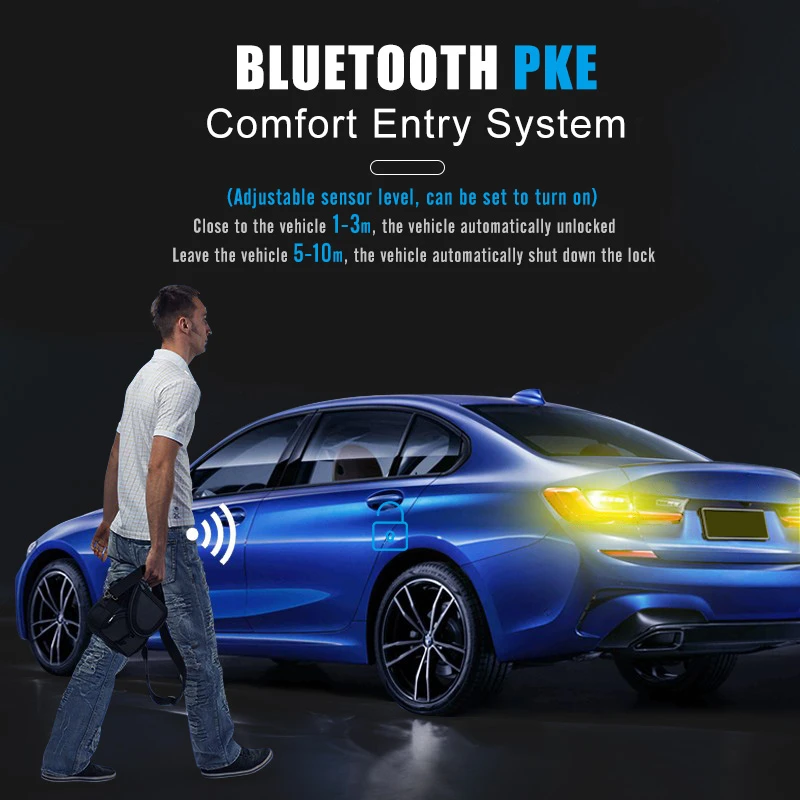 SPY Universal 2 Way Car Alarm System Complete Kit PKE Automatic Lock and Unlock Function Bluetooth APP Remote Engine Start