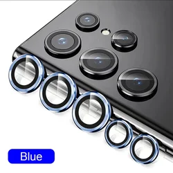 Premium Full - Coverage Camera Lens Protector Glass with Metal Ring for Samsung Galaxy Ultra Series (BLue)