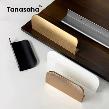 Maniglie per armadietti nascoste Manopole per cassetti Maniglie per porte della camera da letto Maniglie per porte dell'armadio da cucina in lega di alluminio Maniglia per mobili Hardware 1